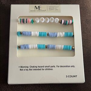 Modern Expressions Multicolor Beaded Friendship Bracelet Happy Trio